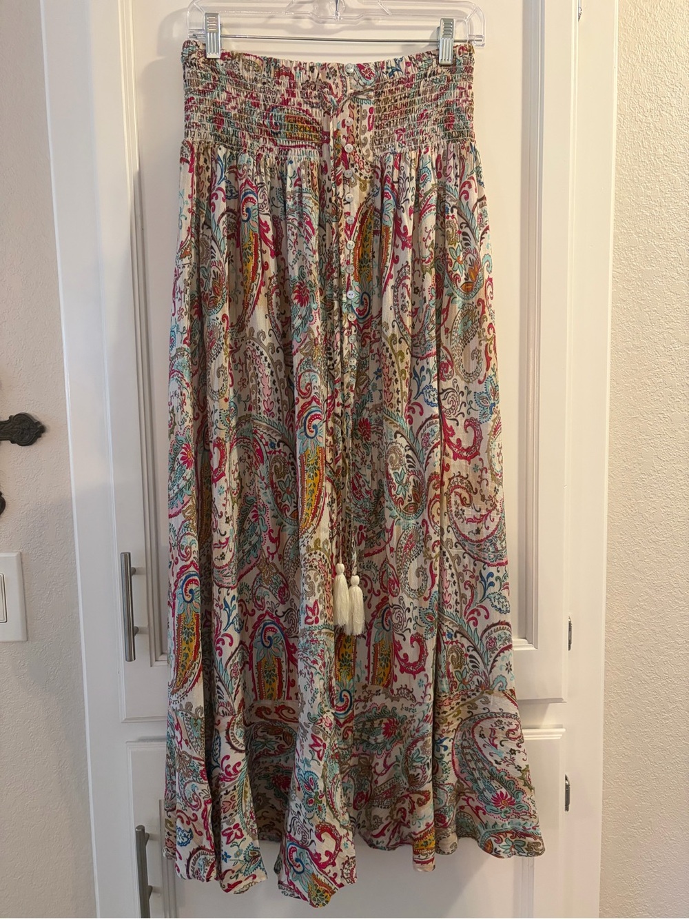 Molly Bracken Boho style Maxi Skirt with Multicolor Paisley